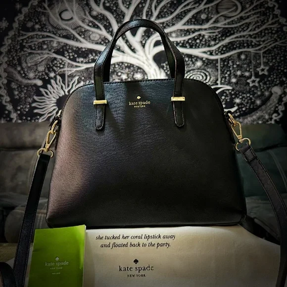 Vintage Y2K style Kate Spade Black Leather Handbag crossbody purse - Picture 16 of 16